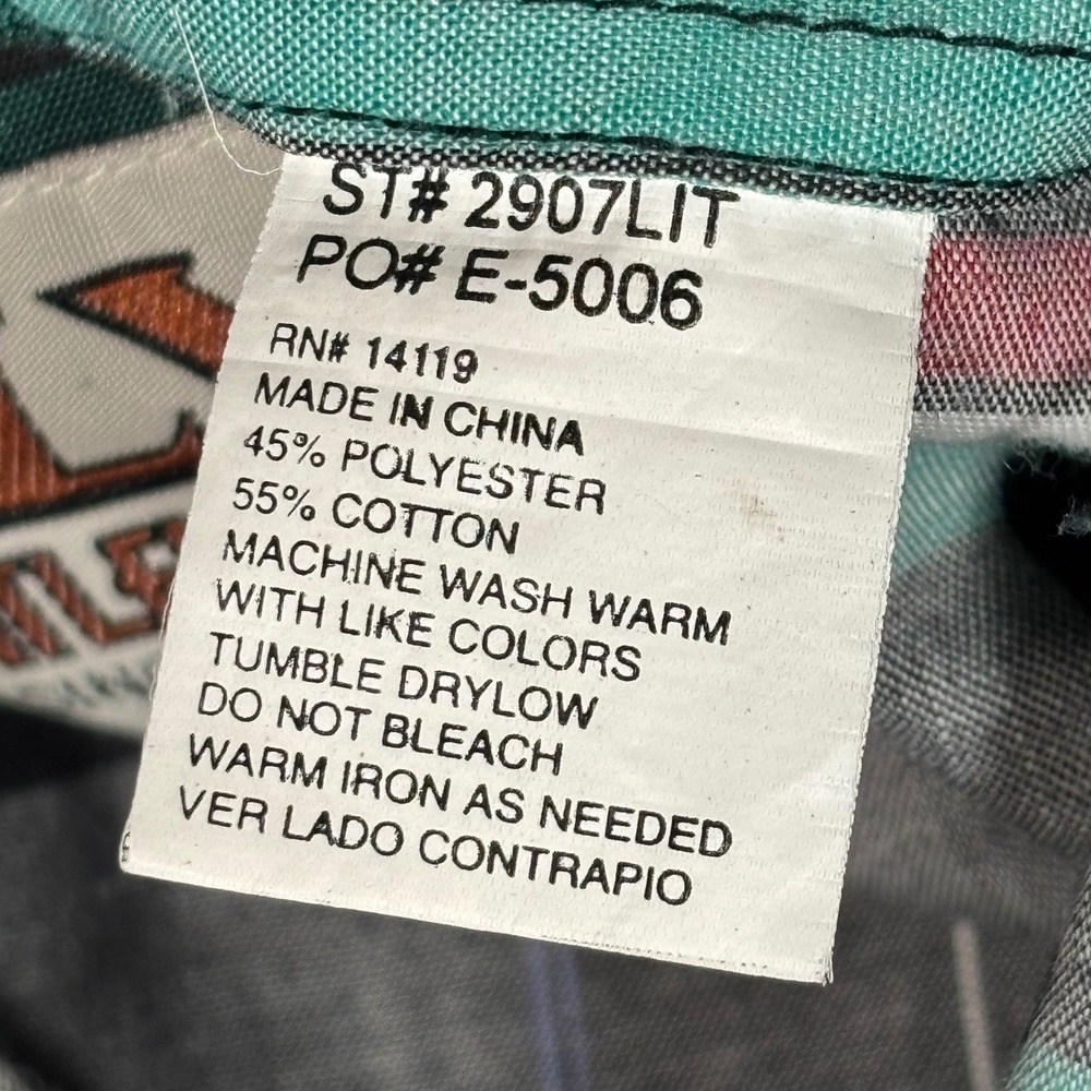 VTG Ely Cattleman Western Shirt Mens L Multi Color Teal Plaid Pearl Snap‎ Cowboy - Picture 10 of 11